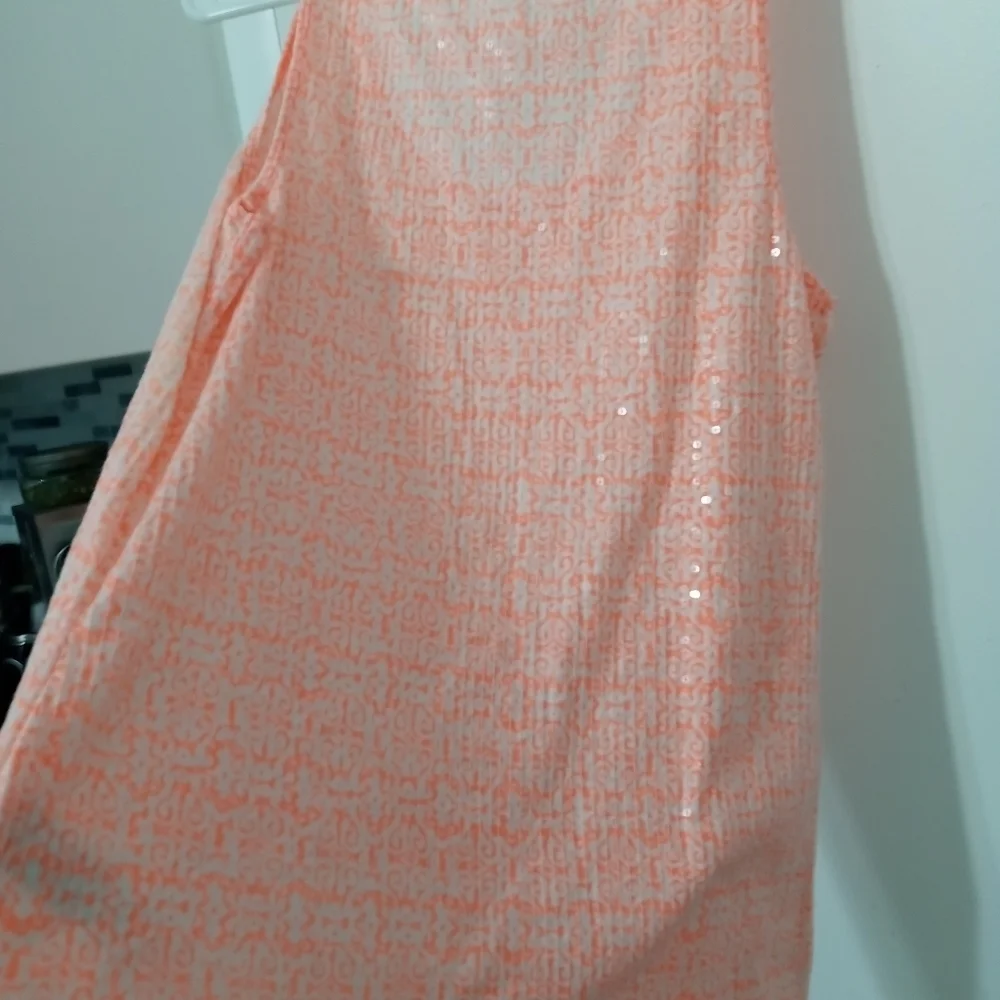 J. Crew Long line Tank Top Art and Shiny pattern
